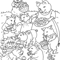 Desenho de Família de porcos para colorir