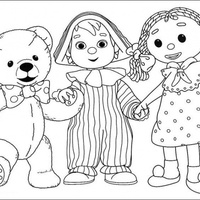 Desenho de Andy Pandy, Looby Loo e Teddy para colorir