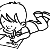 Desenho de Menino escrevendo cartinha para colorir