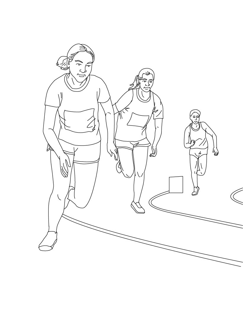 Desenho De Atletas Durante Corrida Para Colorir Tudodesenhos