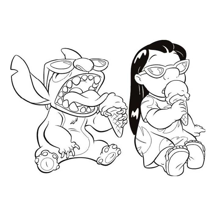 Desenho De Lilo E Stitch Tomando Sorvete Para Colorir Tudodesenhos