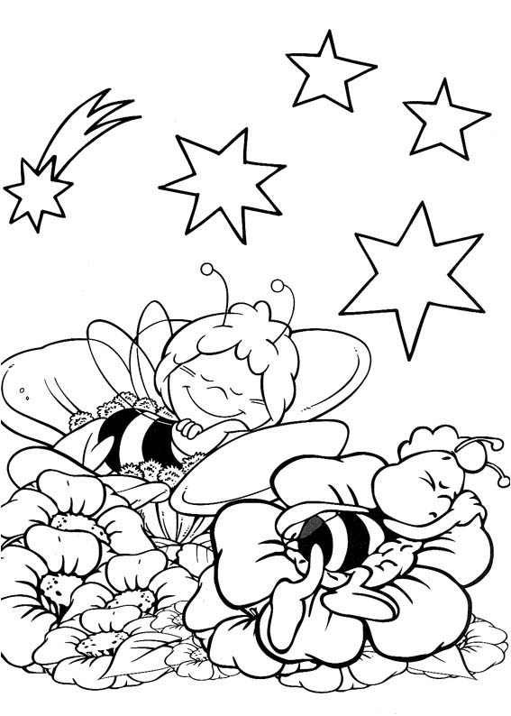Desenho De Maia E Willy Dormindo Nas Flores Para Colorir Tudodesenhos