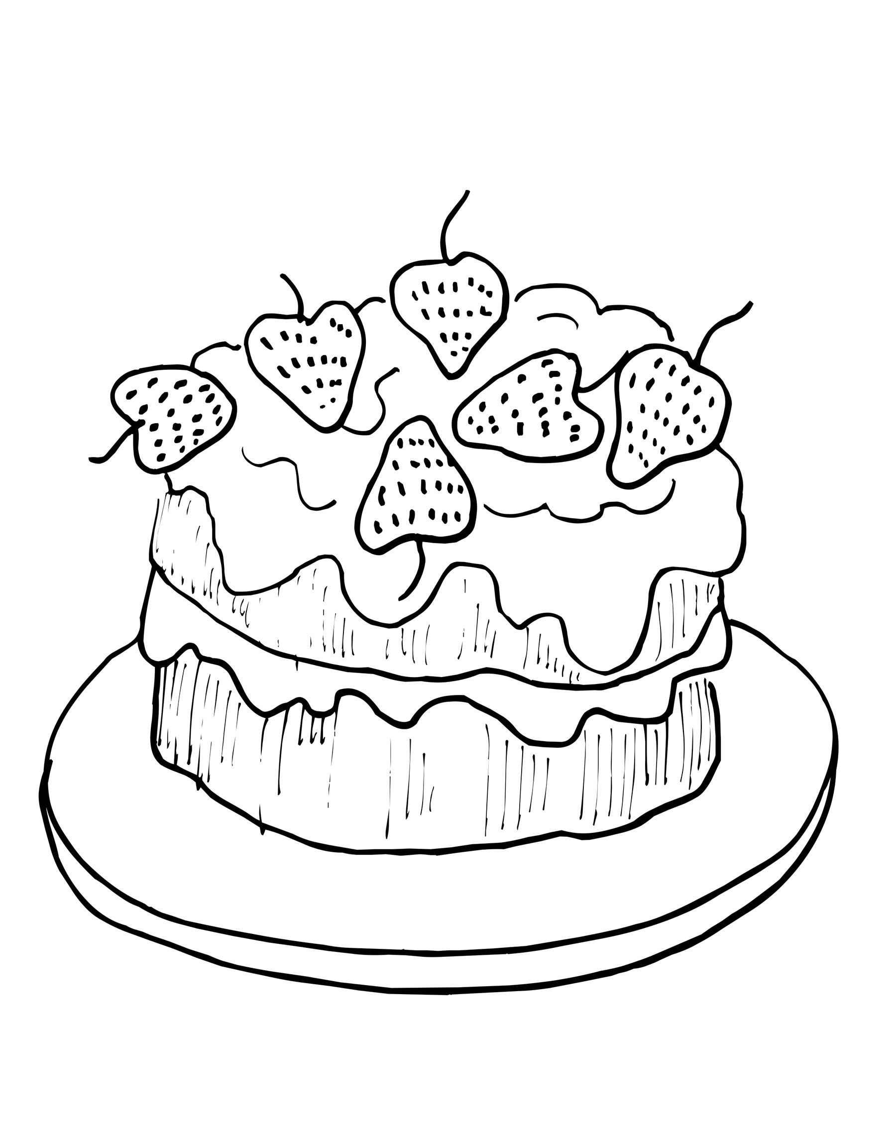 Desenhos para colorir de moranguinho com um bolo gigante 