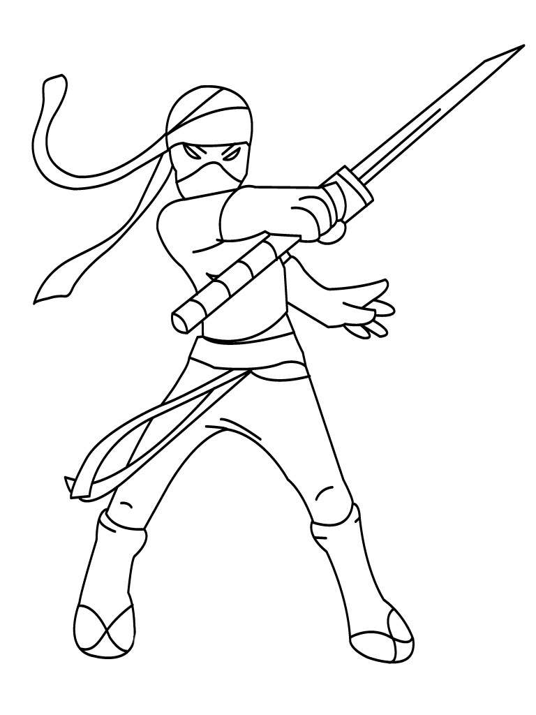Desenho e Imagem Ninja Espada para Colorir e Imprimir Grátis para Adultos e  Crianças 