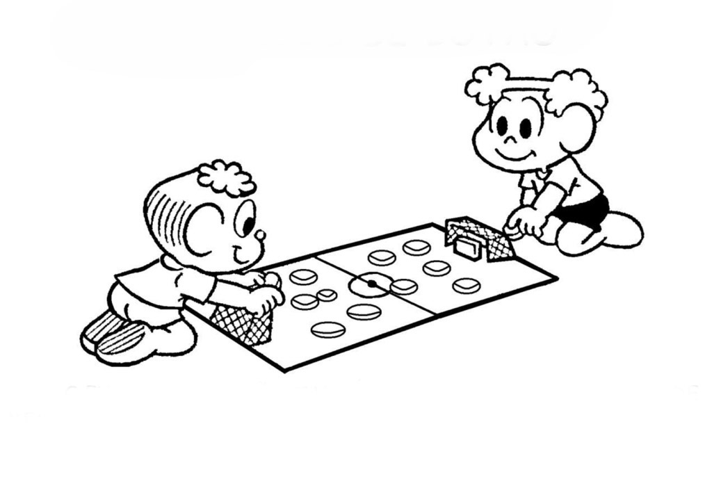 Desenho de Xaveco e Humberto no jogo de botão para colorir - Tudodesenhos