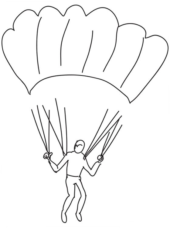 Vetores de Mão Desenha Um Homem Caindo De Paraquedas e mais
