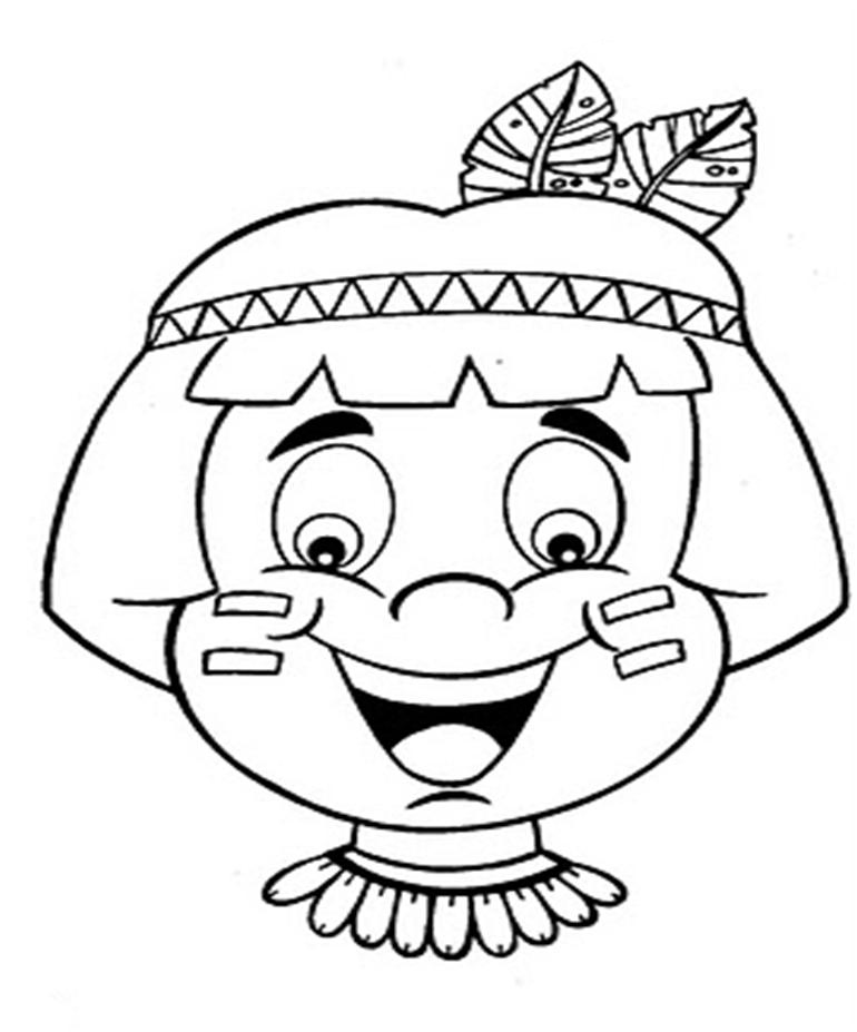 Desenho de Máscara de indígena feliz para colorir - Tudodesenhos