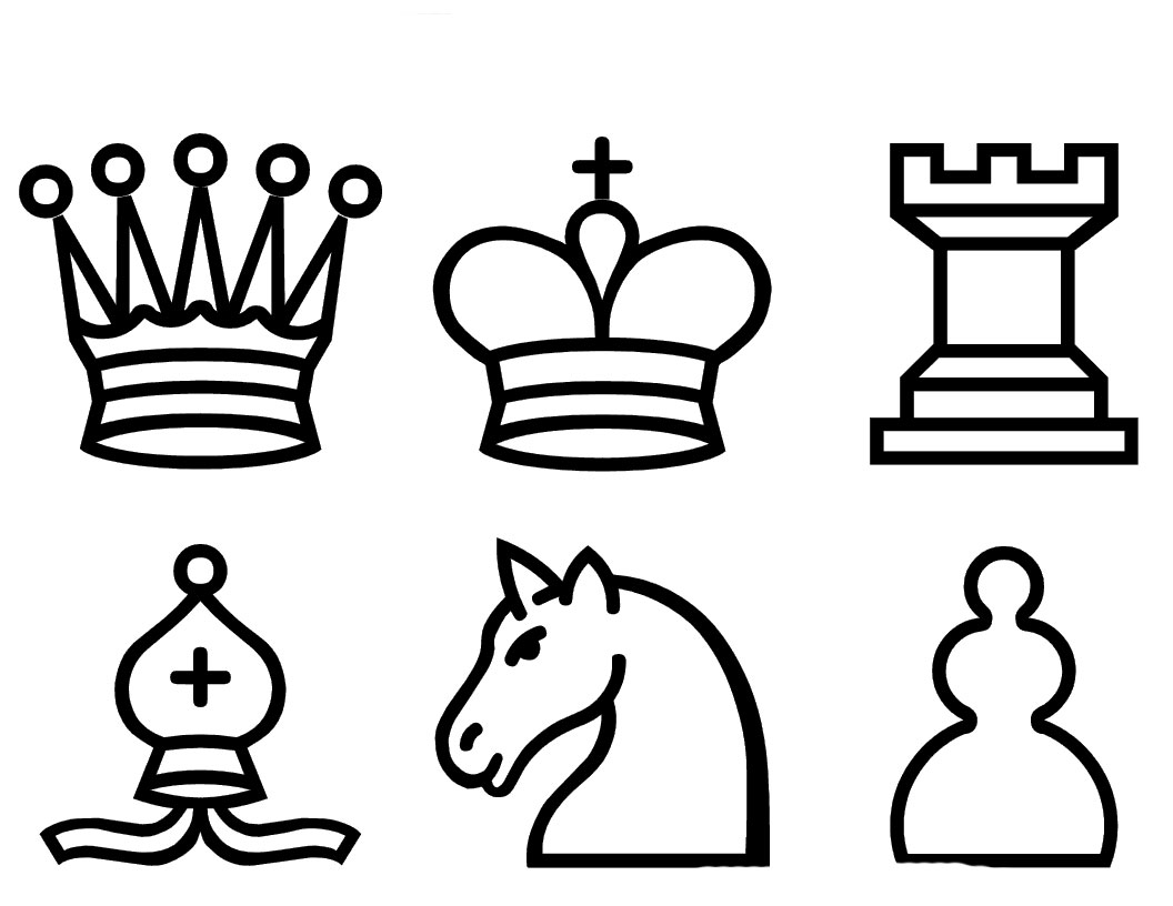 Desenho de Peças de xadrez - Rei e Rainha para colorir
