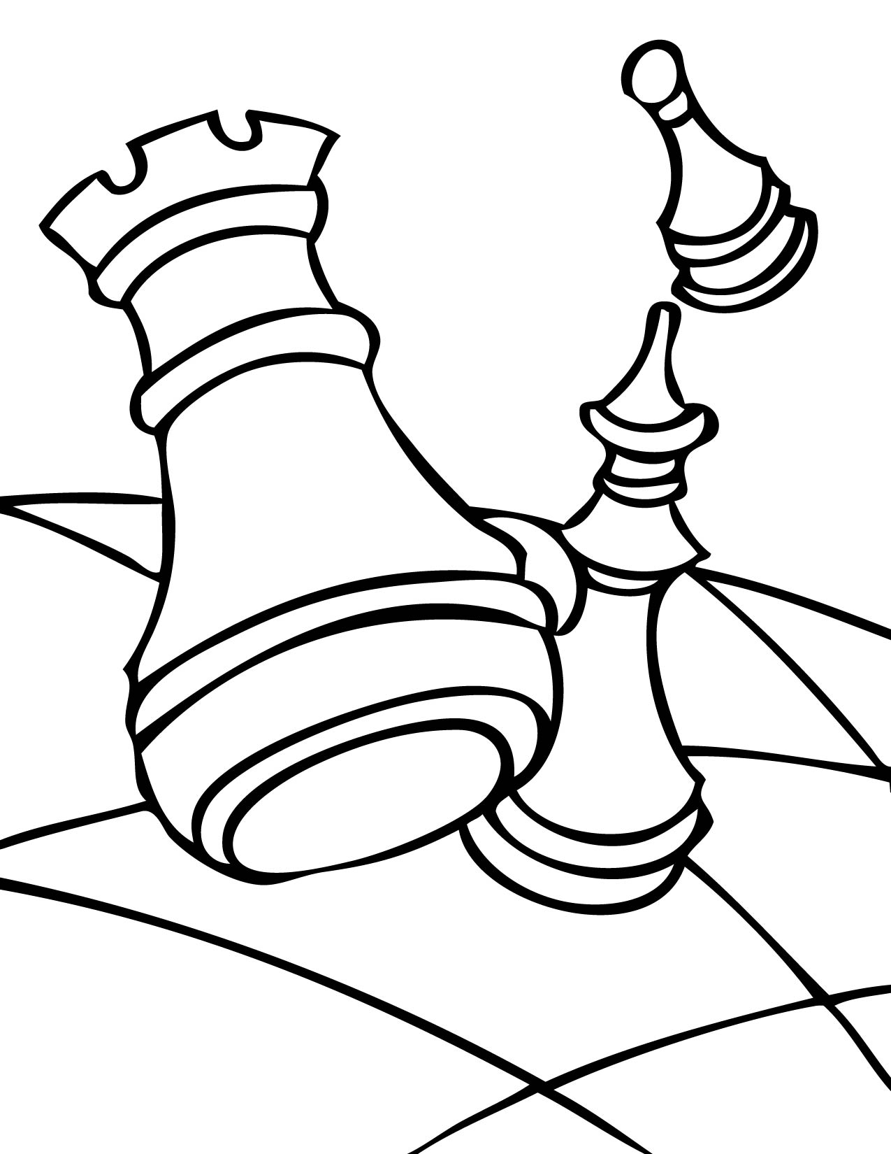 Páginas para colorir de peças de xadrez - Páginas para colorir de