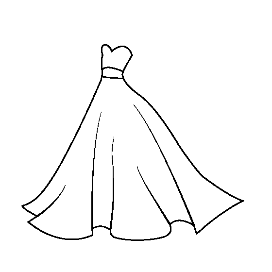 Desenho de vestido de noiva antigo para colorir