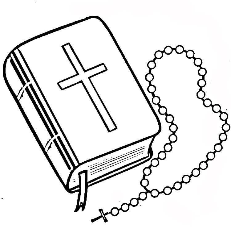 Desenho de Terço e bíblia para colorir - Tudodesenhos