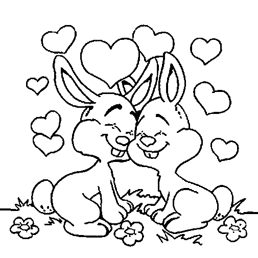 Desenho De Dia Dos Namorados Coelhinhos Para Colorir Tudodesenhos