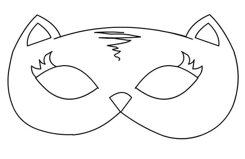 Desenho de Máscara de carnaval - gato para colorir - Tudodesenhos
