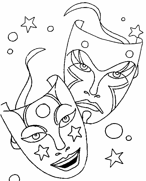 Desenho de Máscara de teatro para colorir - Tudodesenhos