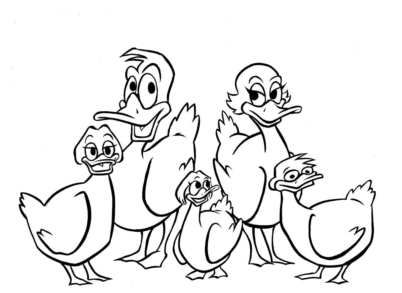 Desenho de Família de patos para colorir - Tudodesenhos