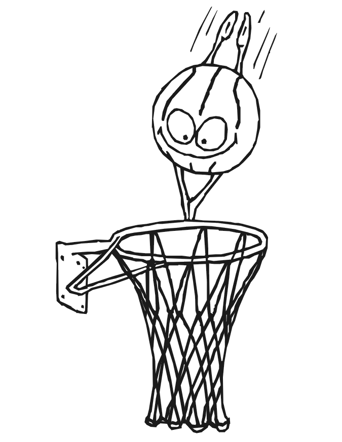 Bola de basquete e cesta para colorir - Imprimir Desenhos