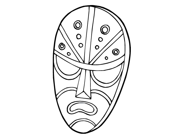 Desenho de Máscara indígena para colorir - Tudodesenhos
