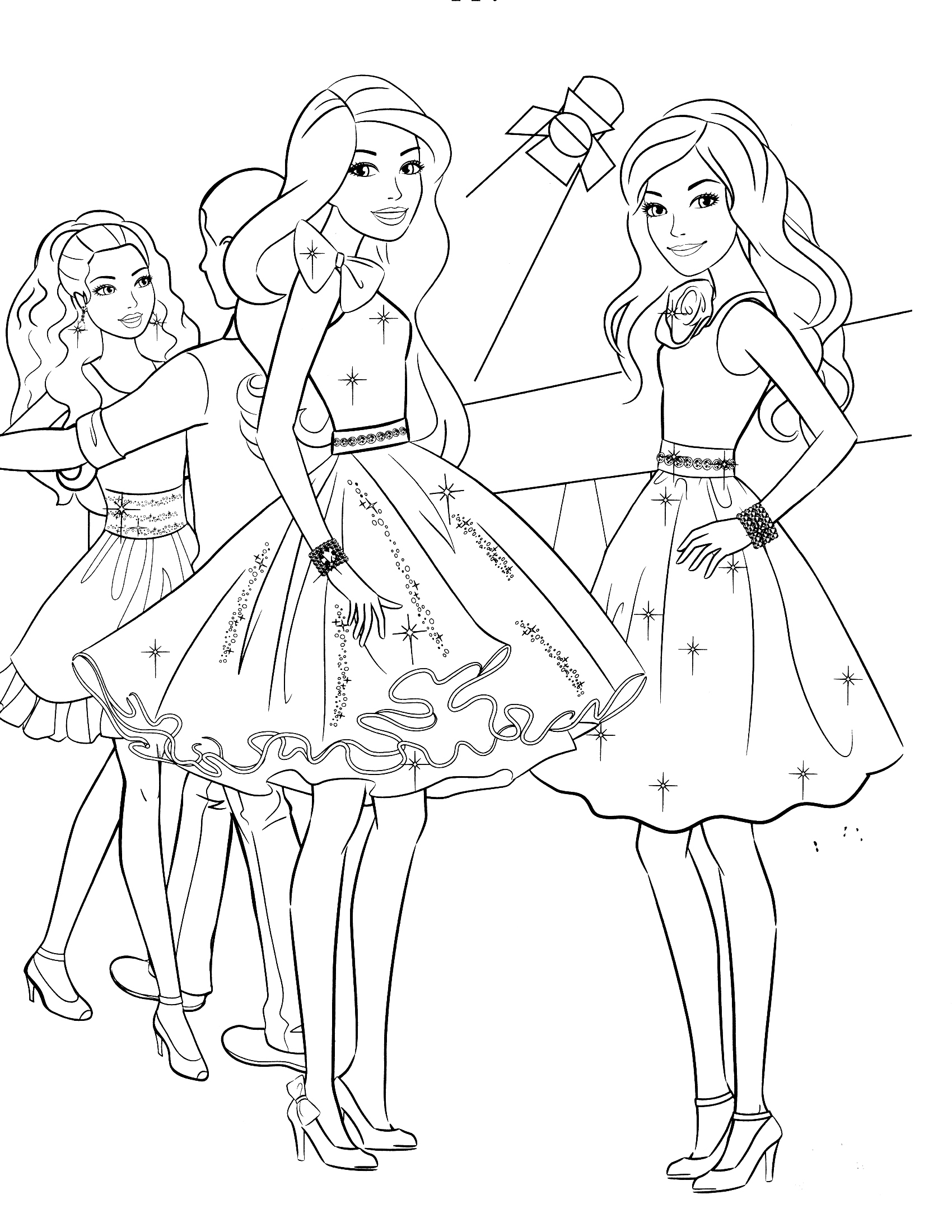 Desenho de Barbie e amigas para colorir - Tudodesenhos
