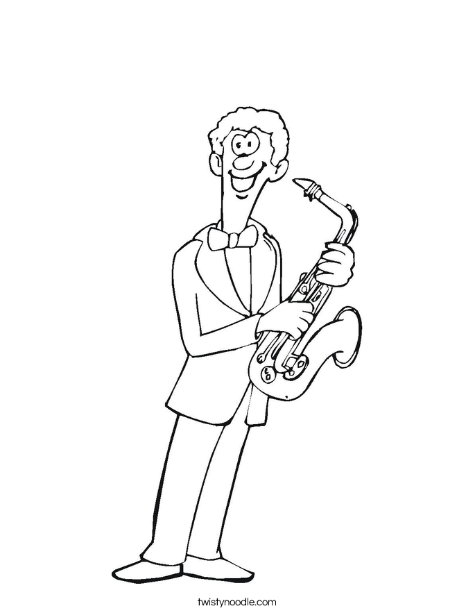 Desenho De Homem Cego Tocando Saxofone Para Colorir Tudodesenhos Porn