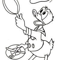 Desenho de Donald fazendo pancake para colorir