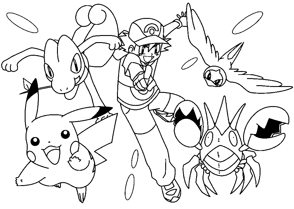 Ash e Pikachu para colorir - Imprimir Desenhos