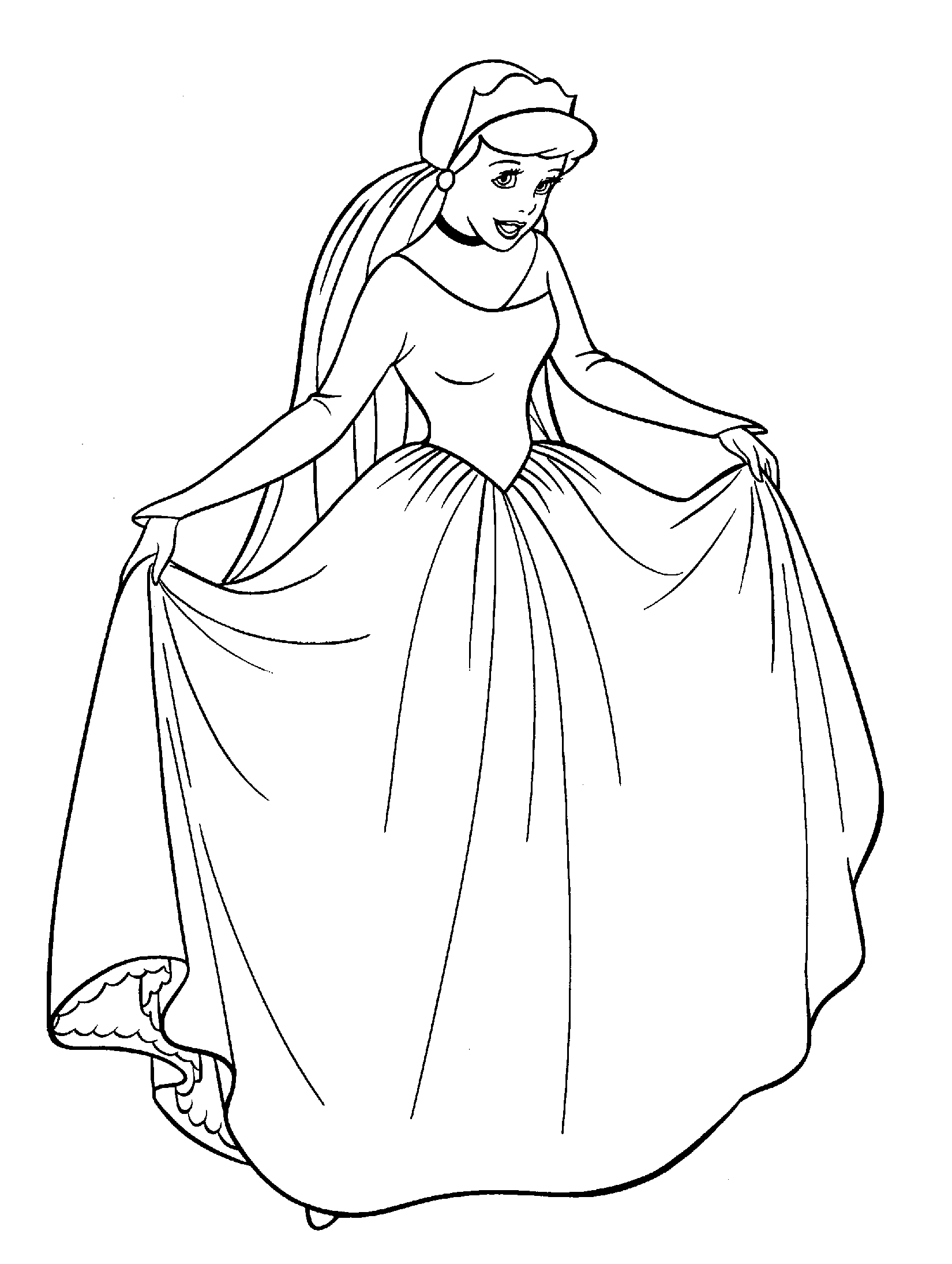 Desenho de Princesa em seu vestido de casamento para colorir
